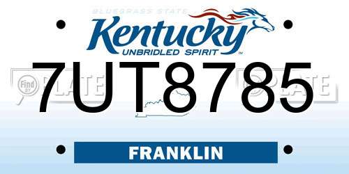 7UT8785 Kentucky License Plate