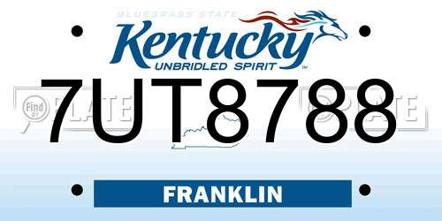 7UT8788 Kentucky License Plate