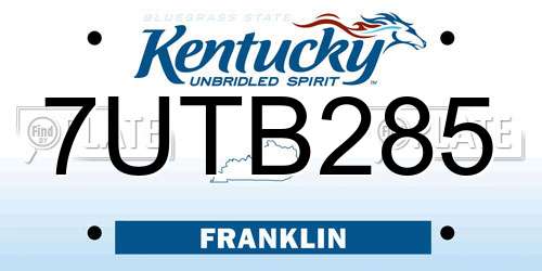 7UTB285 Kentucky License Plate