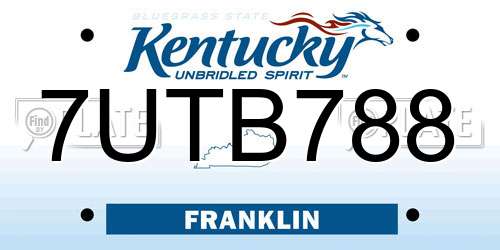 7UTB788 Kentucky License Plate