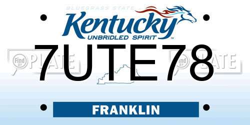 7UTE78 Kentucky License Plate