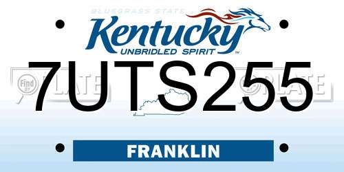 7UTS255 Kentucky License Plate