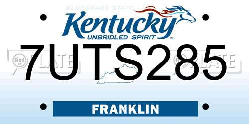 7UTS285 Kentucky License Plate