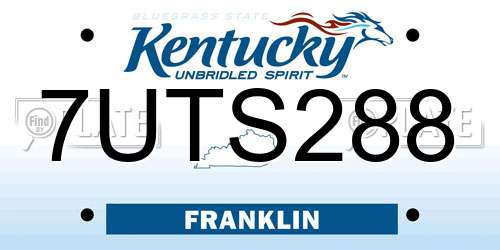 7UTS288 Kentucky License Plate