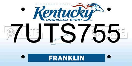 7UTS755 Kentucky License Plate