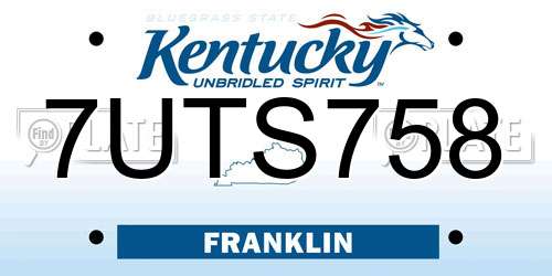 7UTS758 Kentucky License Plate
