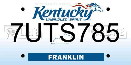 7UTS785 Kentucky License Plate