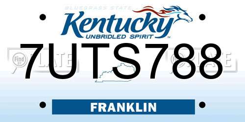 7UTS788 Kentucky License Plate