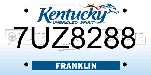 7UZ8288 Kentucky License Plate