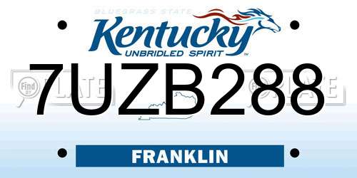 7UZB288 Kentucky License Plate