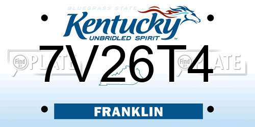 7V26T4 Kentucky License Plate