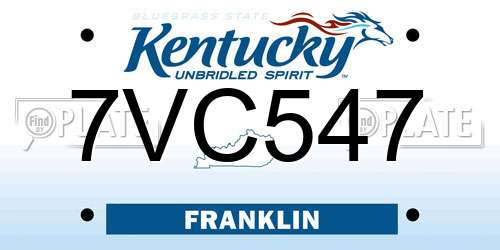 7VC547 Kentucky License Plate