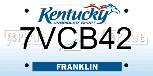 7VCB42 Kentucky License Plate