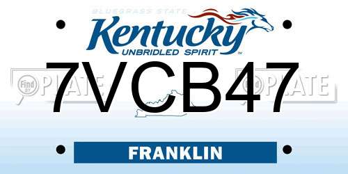 7VCB47 Kentucky License Plate
