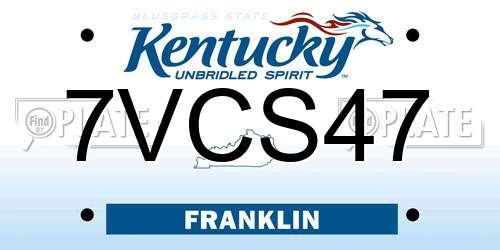 7VCS47 Kentucky License Plate