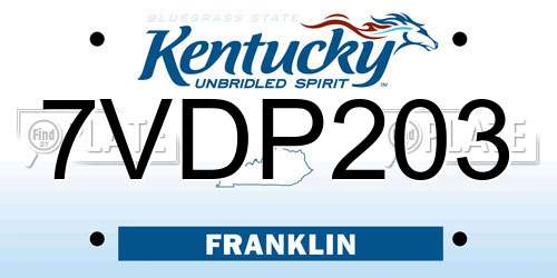 7VDP203 Kentucky License Plate