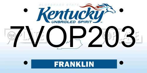 7VOP203 Kentucky License Plate