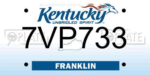 7VP733 Kentucky License Plate