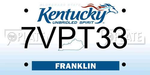 7VPT33 Kentucky License Plate