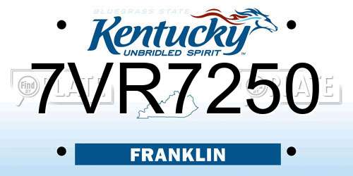 7VR7250 Kentucky License Plate