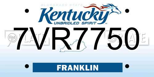 7VR7750 Kentucky License Plate