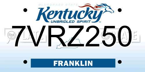 7VRZ250 Kentucky License Plate