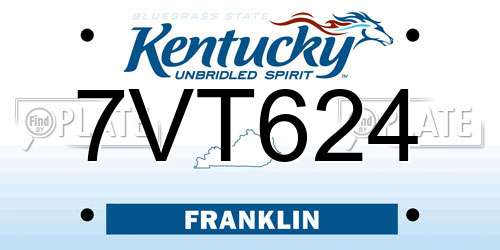 7VT624 Kentucky License Plate