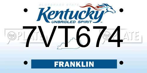 7VT674 Kentucky License Plate