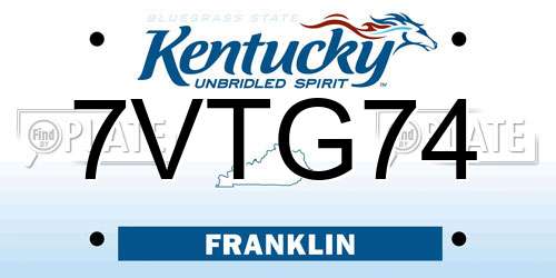 7VTG74 Kentucky License Plate