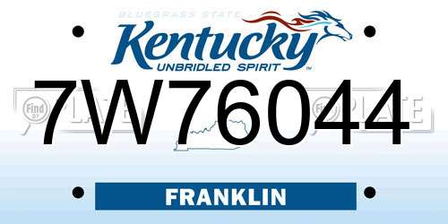 7W76044 Kentucky License Plate