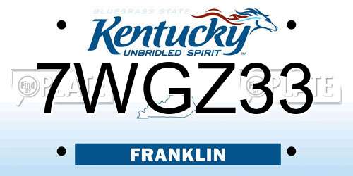 7WGZ33 Kentucky License Plate