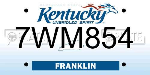 7WM854 Kentucky License Plate