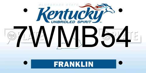 7WMB54 Kentucky License Plate