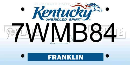7WMB84 Kentucky License Plate