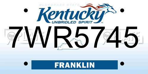 7WR5745 Kentucky License Plate