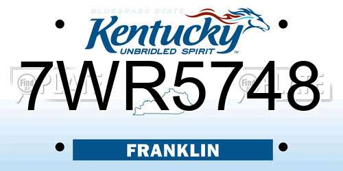7WR5748 Kentucky License Plate