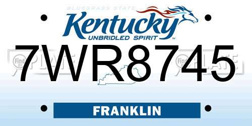 7WR8745 Kentucky License Plate