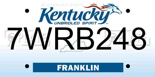 7WRB248 Kentucky License Plate
