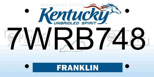 7WRB748 Kentucky License Plate
