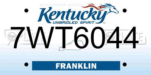 7WT6044 Kentucky License Plate