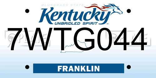 7WTG044 Kentucky License Plate