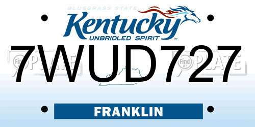 7WUD727 Kentucky License Plate