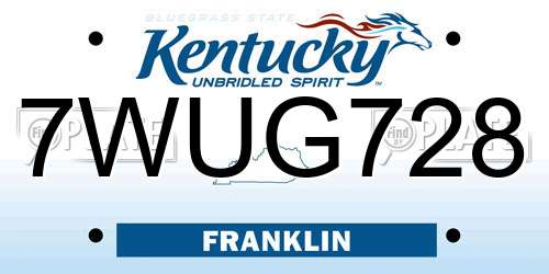 7WUG728 Kentucky License Plate