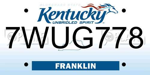 7WUG778 Kentucky License Plate
