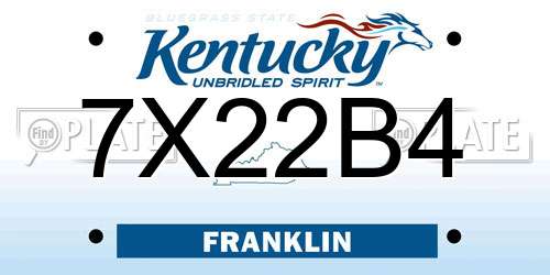 7X22B4 Kentucky License Plate