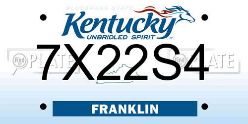 7X22S4 Kentucky License Plate