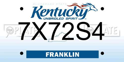 7X72S4 Kentucky License Plate
