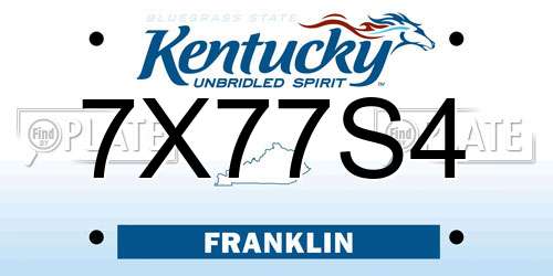 7X77S4 Kentucky License Plate
