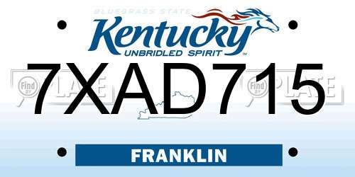 7XAD715 Kentucky License Plate