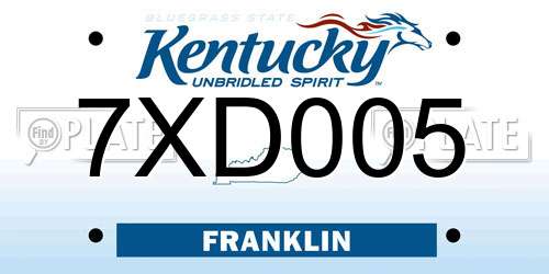 7XD005 Kentucky License Plate